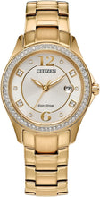 Load image into Gallery viewer, Citizen Ladies' Eco-Drive Classic Crystal Watch in Gold-Tone Stainless Steel, Champagne Dial