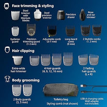 Load image into Gallery viewer, Philips Norelco Multigroom 7000 Series, All-in-One Shaver, Beard Trimmer and Hair Clipper, 23-Piece Men's Grooming Kit for Beard, Face, Nose, Ear and Body, Soft Pouch, Model MG7970/49