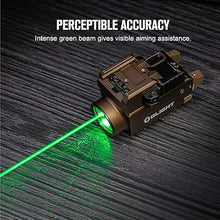 Load image into Gallery viewer, OLIGHT Baldr S 800 Lumens Compact Rail Mount Weaponlight with Green Beam and White LED Combo, Magnetic USB Rechargeable Tactical Flashlight with 1913 or GL Rail, Battery Included (Desert Tan)