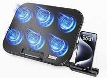 Load image into Gallery viewer, HAVIT Laptop Cooling Pad with 6 Quiet Fans and Adjustable Heights for 12-14.1 Inch Laptops, Dual USB Ports, Phone Holder, Efficient Cooling Stand for Heat Dissipation