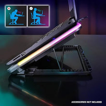 Load image into Gallery viewer, ENHANCE Gaming Voltaic 2 Laptop Cooling Stand - Laptop Cooling Pad with 6 Blue LED Fans, 7 Height Settings, RGB Lighting - Metal Top Laptop Cooler Pad with Phone Stand, 2 USB Ports for 17 inch Laptops