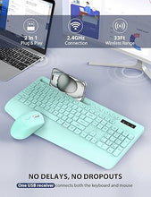 Load image into Gallery viewer, Wireless Keyboard and Mouse Combo - Full-Sized Ergonomic Keyboard with Wrist Rest, Phone Holder, Sleep Mode, Silent 2.4GHz Cordless Keyboard Mouse Combo for Computer, Laptop, PC, Mac, Windows (Green)