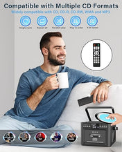 Load image into Gallery viewer, Greadio Rechargeable CD Player Boombox with Cassette Player, Bluetooth Receive/Transmit/FM Radio/USB/TF/AUX Combo, Boom Box with 5000mAh Battery, Remote Control, CD Boombox Players for Home Outdoor