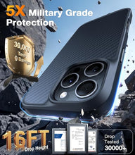 Load image into Gallery viewer, TORRAS Upgraded Stronger Magnetic & Shockproof for iPhone 16 Pro Case, Military Grade Drop Protection, Compatible with MagSafe, for iPhone 16 Pro Case Slim Anti-Scratch, Aramid Fiber Back/Black Edge