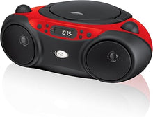 Load image into Gallery viewer, GPX, Inc. Portable Top-Loading CD Boombox with AM/FM Radio and 3.5mm Line In for MP3 Device - Red/Black