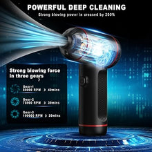 Load image into Gallery viewer, Compressed Air Duster,3 Gear Adjustable 100000RPM Electric Air Duster, Rechargeable Cordless Air Blower with LED Light for Computer Keyboard Electric Devices Cleaning. Replaces Compressed Air Cans