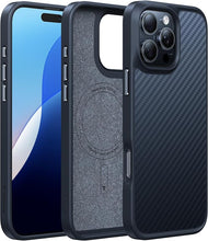 Load image into Gallery viewer, TORRAS Upgraded Stronger Magnetic & Shockproof for iPhone 16 Pro Case, Military Grade Drop Protection, Compatible with MagSafe, for iPhone 16 Pro Case Slim Anti-Scratch, Aramid Fiber Back/Black Edge