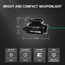 Load image into Gallery viewer, OLIGHT Baldr S 800 Lumens Compact Rail Mount Weaponlight with Green Beam and White LED Combo, Magnetic USB Rechargeable Tactical Flashlight with 1913 or GL Rail, Battery Included (Black)