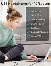 Load image into Gallery viewer, USB Headphones with Microphone for Laptop, 7.5ft Magnetic Wired Earbuds Noise Isolation in-Ear Earphones with Mute Volume Control Stereo Bass for PC Desktop Dell HP Acer Laptop Meetings/Music,School
