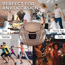 Load image into Gallery viewer, SYLVANIA SRCD261-B-CHAMPAGNE Portable CD Player with AM/FM Radio (Champagne)