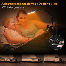 Load image into Gallery viewer, Gritin 16 LED Rechargeable Book Light for Reading in Bed- Eye Caring 3 Color Temperatures, Stepless Dimming Brightness, 80 Hrs Runtime, Lightweight Flexible Clip on Book Light for Book Lovers