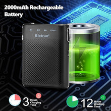 Load image into Gallery viewer, Bietrun Voice Amplifier for Teachers with Bluetooth, Portable Rechargeable Wireless Voice Amplifier with Headset Microphone Portable Megaphone Speaker for Teaching, Coach, Instructor, Tour Guide