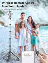 Load image into Gallery viewer, 72" Phone Tripod & Selfie Stick, Extendable Cell Phone Tripod Stand with Detachable Remote & Phone Holder, Aluminum Tripod for Cell Phone & Camera, Selfie Stick Tripod Compatible with iPhone Android