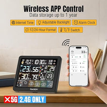 Load image into Gallery viewer, Raddy N80 Smart Wi-Fi Weather Station with APP Control, Indoor Outdoor Thermometer Wireless with 8 Inch Large Display, Sunset/Sunrise Time, PM2.5/AQI, UV Index, 4 Alarm Clock