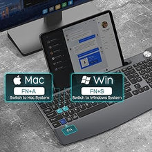 Load image into Gallery viewer, Wireless Keyboard and Mouse - Full-Sized Ergonomic Keyboard with Wrist Rest, Phone Holder, Volume Knob,2.4GHz Silent Cordless Keyboard Mouse Combo for Computer, Laptop, PC, Mac, Windows -Grey