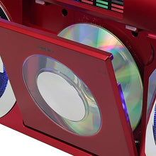 Load image into Gallery viewer, Studebaker SB2149R Master Blaster Bluetooth Boombox with AM/FM Radio, USB Port, CD Player with MP3 Playback, LED EQ and 10 Watts RMS Speaker in Red