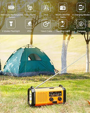 Load image into Gallery viewer, 13000mAh/48100mWh Emergency Weather Radio, 4 Way Powered AM/FM/NOAA Portable Solar Crank Radio, Dynamo Phone Charger,700LM LED Flashlight/Reading Lamp,SOS,Compass for Hurricane Storm Camping Survival