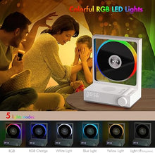 Load image into Gallery viewer, Bluetooth Desktop CD Player with Speakers and RGB Color Lights, HOTT Home Bluetooth CD Players with Hi-Fi Stereo Sound,Remote Control,Supports CD/Bluetooth/TF Card/Transcription/Timer/Optical Output