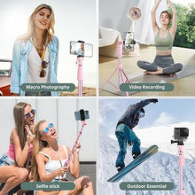 Load image into Gallery viewer, SENSYNE 72" Phone Tripod & Selfie Stick, Extendable Cell Phone Tripod Stand with Wireless Remote and Phone Holder, Compatible with iPhone Android Phone, Camera, Pink
