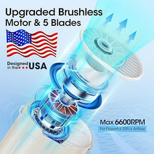 Load image into Gallery viewer, 2024 AI Portable Fan Rechargeable, 4 Speeds 6600RPM Strong Airflow, Personal Waist Fan with up to 25H of Working Time, Hanging Neck Fan, Wearable Belt Fan for Camping, Outdoor, Jobsite - Champagne