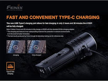Load image into Gallery viewer, Fenix LR35R Super Bright Rechargeable Flashlight, 10000 Lumen Long Throw and High Lumen with Batteries and Lumentac Organizer