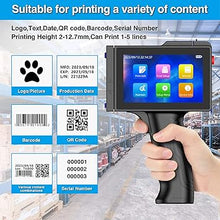 Load image into Gallery viewer, TIJ800 Handheld Inkjet Printer with 5 Inch LED Touch Screen Quick-Drying Portable Handheld Printer for Text/QR Code/Barcode/Logo/Date/Batch Number/Variable Data etc.