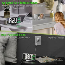 Load image into Gallery viewer, KOSUMOSU Alarm Clock for Bedroom, 6.7" Led Desk Digital Clock,Mirror Clock,Dual Alarm Clock for Living Room with Seconds,Date,Week,12/24h,Dimming,Temp