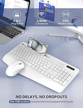 Load image into Gallery viewer, Wireless Keyboard and Mouse Combo - Full-Sized Ergonomic Keyboard with Wrist Rest, Phone Holder, Sleep Mode, Silent 2.4GHz Cordless Keyboard Mouse Combo for Computer, Laptop, PC, Mac, Windows,White