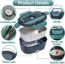 Load image into Gallery viewer, Electric Lunch Box Heated Lunch Box 80W Electric Lunch Box for Adults 12/24/110V Portable Food Warmer LunchBox with 304 Stainless Steel Container for Office/Car/Truck(1.5L)