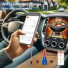 Load image into Gallery viewer, WiFi & Bluetooth Wireless Meat Thermometer, Unlimited Range, 7 NIST Certified Accuracy Sensors with Ambient Temp Remote Monitoring for BBQ Grill, Oven, Smoker, Air Fryer (1, Black, Medium)