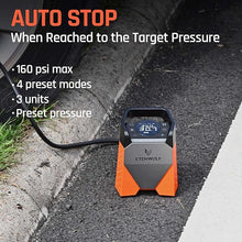 Load image into Gallery viewer, ETENWOLF ZEPHYR S3 Tire Inflator Portable Air Compressor, 1 Min Fast Inflation and 100% Duty Cycle, 160 PSI Air Pump for Cars, SUVs, Bikes, Balls (Vivid Orange)