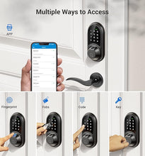 Load image into Gallery viewer, Veise Smart Lock, Fingerprint Door Lock, 7-in-1 Keyless Entry Door Lock with App Control, Electronic Touchscreen Keypad, Smart Deadbolt, Biometric Smart Locks for Front Door, Matte Black