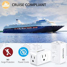 Load image into Gallery viewer, LENCENT 3 Prong to 2 Prong Adapter, Plug Extender, Wall Plug Splitter with 3 AC Outlets, Travel Power Adaptor for US to Japan Japanese Philippines-Type A, Cruise Ship Approved, 1875W Max, 2 Pack
