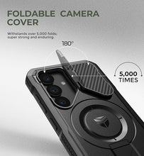 Load image into Gallery viewer, Dexnor for Samsung Galaxy S25 Case with Camera Cover & Adjustable Kickstand & Built-in Screen Protector, Magnetic Rugged Shockproof Bumper Cases Heavy-Duty Magnetic Protective Cover (2025),Black