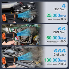 Load image into Gallery viewer, Compressed Air Duster Electric Air Duster 130000RPM Super Powerful Turbo Dry Violent Jet Fan Air Blower Gun Rechargeable Cordless Computer Electronic Keyboard PC Fan Car Cleaning Refillable Air Duster