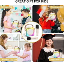 Load image into Gallery viewer, Mini Karaoke Machine for Kids and Adults,Portable Bluetooth Karaoke Machine with 2 Wireless Microphones, Kids Karaoke Machine for Home Party,Birthday Gifts for Girls Boys?Beige?
