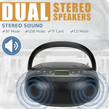 Load image into Gallery viewer, Retekess TR634 Boombox CD Player,CD Player for Home,Remote Control FM Radio with Bluetooth,Radio Presets,USB TF,LCD Display,Stereo Sound for Home,Shop