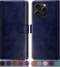 Load image into Gallery viewer, SUANPOT Compatible with iPhone 16 Pro Max 6.9" Wallet case with RFID Blocking Credit Card Holder,Flip Book PU Leather Protective Cover Women Men for Apple 16 Pro Max Phone case Blue