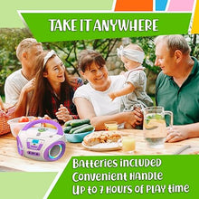 Load image into Gallery viewer, Tunes Kids Boombox CD Player for Children + FM Radio + Includes Batteries + Purple Radio - CD Player Children with Speakers Children and Toddlers - Purple