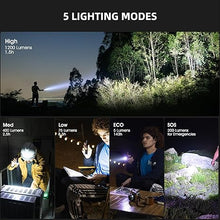 Load image into Gallery viewer, WUBEN L50 LED Flashlight Rechargeable, 1200 High Lumens Flash Light, Tactical Flashlight IP68 Waterproof with 5 Mode, EDC Handheld Flashlight for Home Camping Emergencies, Tool Gifts for Men