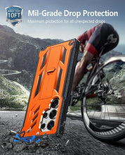 Load image into Gallery viewer, FNTCASE for Samsung Galaxy S25-Ultra Case: Military Grade Drop Proof Protection Mobile Cover with Kickstand | Matte Textured Rugged Shockproof TPU | Protective Sturdy Phone Case - Orange