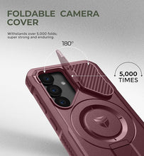 Load image into Gallery viewer, Dexnor for Samsung Galaxy S25 Case with Camera Cover & Adjustable Kickstand & Built-in Screen Protector, Magnetic Rugged Shockproof Bumper Cases Heavy-Duty Magnetic Protective Cover (2025),Maroon Red
