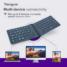 Load image into Gallery viewer, Targus Ergonomic Foldable Bluetooth Keyboard, Split Travel Keyboard Wireless, Rechargeable Portable Wireless Keyboard for Android iPhone Microsoft & Apple Tablets, Blue (PKF00302US),Black