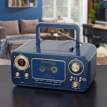 Load image into Gallery viewer, Portable Stereo CD Player with Bluetooth, AM/FM Stereo Radio and Cassette Player/Recorder (Blue)