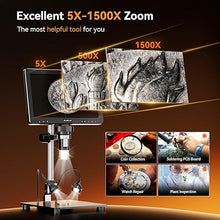 Load image into Gallery viewer, Elikliv EDM9 Max 10.1" HD IPS HDMI Digital Microscope 1500X, 20MP Coin Microscope Magnifier for Error Coins with Screen & Light, LCD Soldering Microscope for Electronics Repair, PC/TV View, 64GB