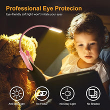 Load image into Gallery viewer, Gritin 9 LED Rechargeable Book Light for Reading in Bed - Eye Caring 3 Color Temperatures,Stepless Dimming Brightness,80 Hrs Runtime Small Lightweight Clip On Book Reading Light for Studying-Pink