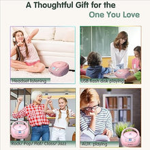 Load image into Gallery viewer, Portable CD Player Boombox with Bluetooth,FM Radio,USB MP3 Playback,AUX-in,Headphone Jack,CD-R/RW and MP3 CDs Compatible,Small CD Player for Home or Outdoor