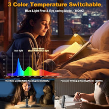 Load image into Gallery viewer, Book Reading Light,2 Pack Silent Touch Book Lamp for Reading in Bed,Rechargeable Clip on Booklight with 3 Amber Color & 7 LEDs Precise Dimming for Night Reading for Book Lover,Kid,White+Black