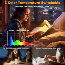Load image into Gallery viewer, Book Reading Light,Silent Touch Book Lamp for Reading in Bed,Rechargeable Clip on Booklight with 3 Amber Colors & 7 LEDs Precise Dimming for Eye Caring Night Reading,Book Lovers,Kids,White