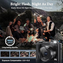 Load image into Gallery viewer, 4K Digital Camera, 64MP Rear and Front Camera for Photography and Video Autofocus Anti-Shake, 3'' Selfie Flip Vlogging Camera with Ultra Bright Flash, Camera with Dial 16X Zoom (2 Batteries+Charger)